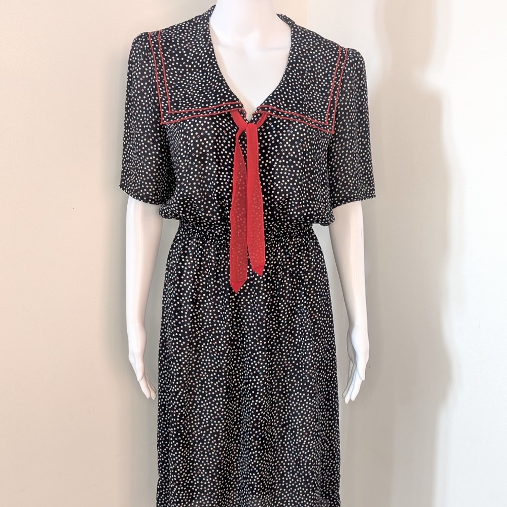 VINTAGE 1980/1990 Chiffon Collar Dress